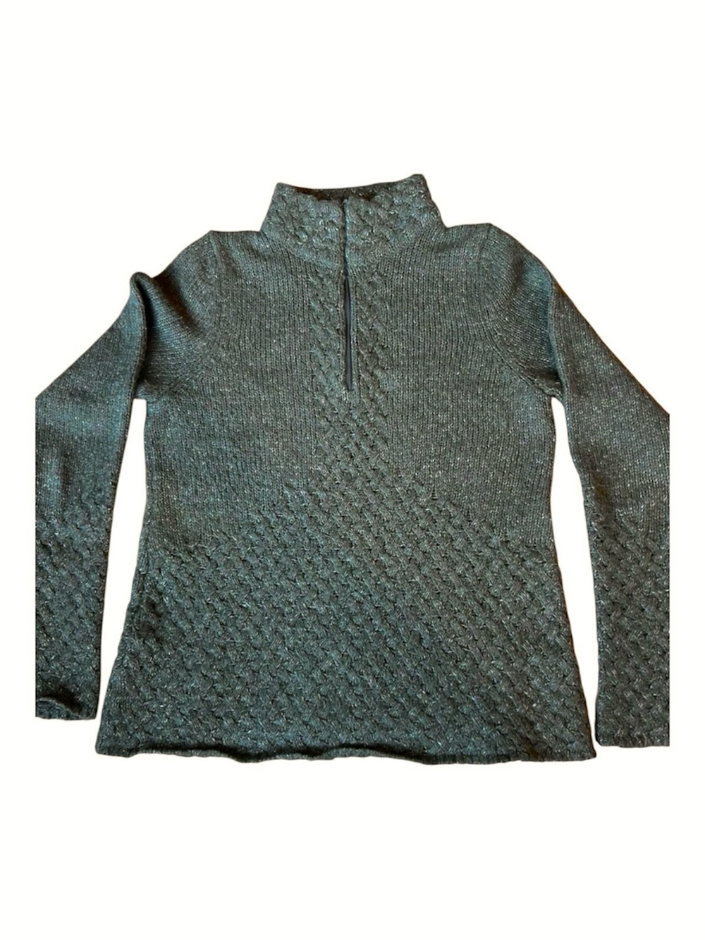 Royal Robbins WL 🌿 Cable Knit Half-Zip Funnel Neck Sweater in Green / Olive